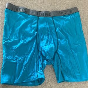 .Hanes Blue and Gray Boxer Briefs Stretchy Comfort